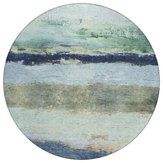 Piper Looms Chantille Stripes ACN2169 Denim Machine Washable Area Rug Round Main Image