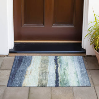 Piper Looms Chantille Stripes ACN2169 Denim Machine Washable Area Rug Scatter Outdoor Lifestyle Image Feature