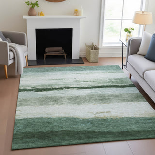Piper Looms Chantille Stripes ACN2169 Fern Machine Washable Area Rug Lifestyle Image Feature
