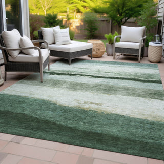 Piper Looms Chantille Stripes ACN2169 Fern Machine Washable Area Rug Outdoor Lifestyle Image Feature