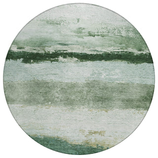 Piper Looms Chantille Stripes ACN2169 Fern Machine Washable Area Rug Round Main Image