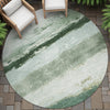 Piper Looms Chantille Stripes ACN2169 Fern Machine Washable Area Rug Round Outdoor Lifestyle Image Feature