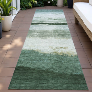Piper Looms Chantille Stripes ACN2169 Fern Machine Washable Area Rug Runner Outdoor Lifestyle Image Feature
