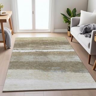 Piper Looms Chantille Stripes ACN2169 Khaki Machine Washable Area Rug Lifestyle Image Feature