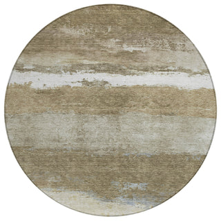 Piper Looms Chantille Stripes ACN2169 Khaki Machine Washable Area Rug Round Main Image