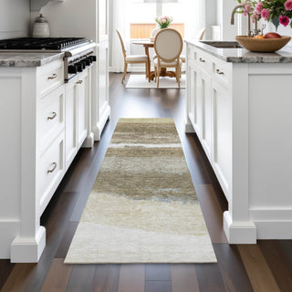 Piper Looms Chantille Stripes ACN2169 Khaki Machine Washable Area Rug Runner Lifestyle Image Feature