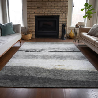 Piper Looms Chantille Stripes ACN2169 Pewter Machine Washable Area Rug Lifestyle Image Feature