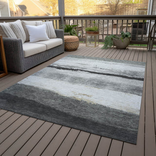 Piper Looms Chantille Stripes ACN2169 Pewter Machine Washable Area Rug Outdoor Lifestyle Image Feature