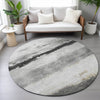 Piper Looms Chantille Stripes ACN2169 Pewter Machine Washable Area Rug Round Lifestyle Image Feature