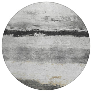 Piper Looms Chantille Stripes ACN2169 Pewter Machine Washable Area Rug Round Main Image
