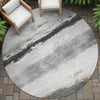 Piper Looms Chantille Stripes ACN2169 Pewter Machine Washable Area Rug Round Outdoor Lifestyle Image Feature