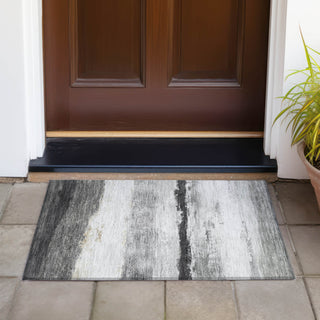 Piper Looms Chantille Stripes ACN2169 Pewter Machine Washable Area Rug Scatter Outdoor Lifestyle Image Feature