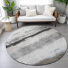 Piper Looms Chantille Stripes ACN2169 Taupe Machine Washable Area Rug Round Lifestyle Image Feature