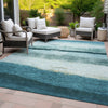 Piper Looms Chantille Stripes ACN2169 Teal Machine Washable Area Rug Outdoor Lifestyle Image Feature