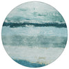 Piper Looms Chantille Stripes ACN2169 Teal Machine Washable Area Rug Round Main Image