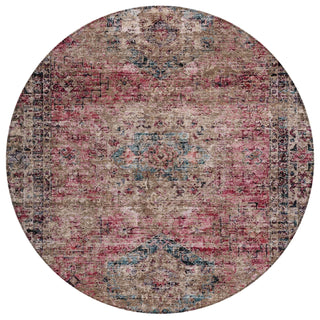 Piper Looms Chantille Global ACN2170 Pink Machine Washable Area Rug Round Main Image