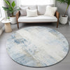 Piper Looms Chantille Modern ACN2171 Blue Machine Washable Area Rug Round Lifestyle Image Feature