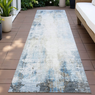 Piper Looms Chantille Modern ACN2171 Blue Machine Washable Area Rug Runner Outdoor Lifestyle Image Feature