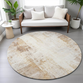 Piper Looms Chantille Modern ACN2171 Copper Machine Washable Area Rug Round Lifestyle Image Feature