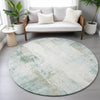 Piper Looms Chantille Modern ACN2171 Sage Machine Washable Area Rug Round Lifestyle Image Feature