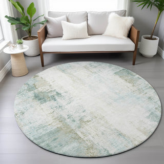 Piper Looms Chantille Modern ACN2171 Sage Machine Washable Area Rug Round Lifestyle Image Feature