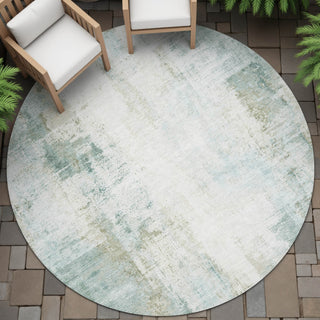 Piper Looms Chantille Modern ACN2171 Sage Machine Washable Area Rug Round Outdoor Lifestyle Image Feature