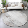 Piper Looms Chantille Modern ACN2171 Taupe Machine Washable Area Rug Round Lifestyle Image Feature