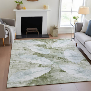Piper Looms Chantille Floral ACN2172 Aloe Machine Washable Area Rug Lifestyle Image Feature