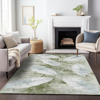 Piper Looms Chantille Floral ACN2172 Aloe Machine Washable Area Rug Lifestyle Image Feature