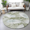 Piper Looms Chantille Floral ACN2172 Aloe Machine Washable Area Rug Round Lifestyle Image Feature