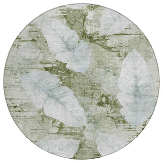 Piper Looms Chantille Floral ACN2172 Aloe Machine Washable Area Rug Round Main Image