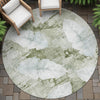Piper Looms Chantille Floral ACN2172 Aloe Machine Washable Area Rug Round Outdoor Lifestyle Image Feature