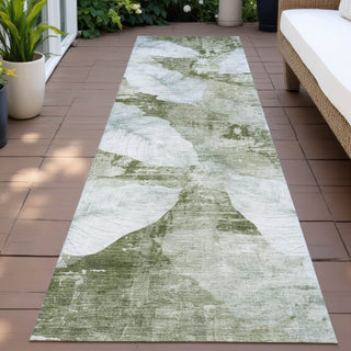 Piper Looms Chantille Floral ACN2172 Aloe Machine Washable Area Rug Runner Outdoor Lifestyle Image Feature