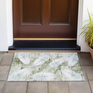 Piper Looms Chantille Floral ACN2172 Aloe Machine Washable Area Rug Scatter Outdoor Lifestyle Image Feature