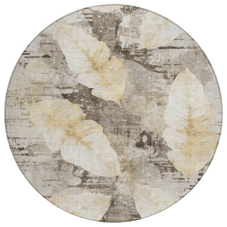 Piper Looms Chantille Floral ACN2172 Brown Machine Washable Area Rug Round Main Image