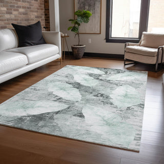Piper Looms Chantille Floral ACN2172 Teal Machine Washable Area Rug Lifestyle Image Feature