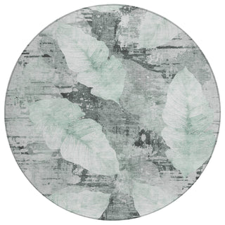 Piper Looms Chantille Floral ACN2172 Teal Machine Washable Area Rug Round Main Image