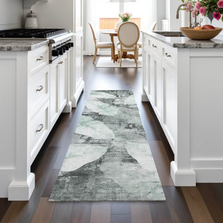 Piper Looms Chantille Floral ACN2172 Teal Machine Washable Area Rug Runner Lifestyle Image Feature