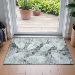 Piper Looms Chantille Floral ACN2172 Teal Machine Washable Area Rug Scatter Lifestyle Image Feature