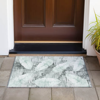 Piper Looms Chantille Floral ACN2172 Teal Machine Washable Area Rug Scatter Outdoor Lifestyle Image Feature