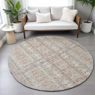 Piper Looms Chantille Stripes ACN2173 Beige Machine Washable Area Rug Round Lifestyle Image Feature