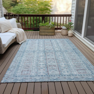 Piper Looms Chantille Stripes ACN2173 Blue Machine Washable Area Rug Outdoor Lifestyle Image Feature