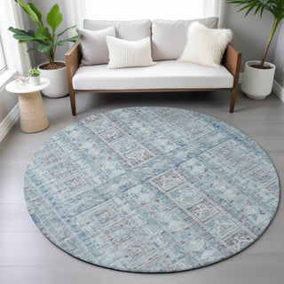 Piper Looms Chantille Stripes ACN2173 Blue Machine Washable Area Rug Round Lifestyle Image Feature