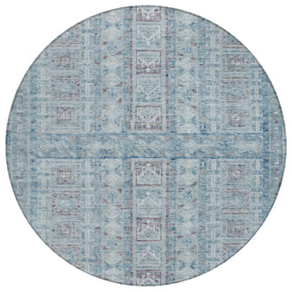 Piper Looms Chantille Stripes ACN2173 Blue Machine Washable Area Rug Round Main Image