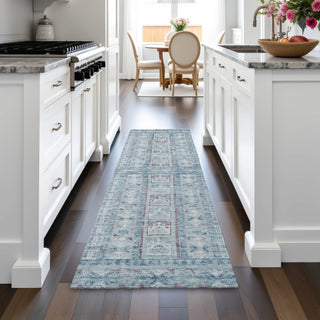 Piper Looms Chantille Stripes ACN2173 Blue Machine Washable Area Rug Runner Lifestyle Image Feature