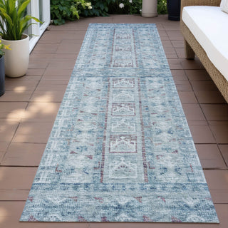 Piper Looms Chantille Stripes ACN2173 Blue Machine Washable Area Rug Runner Outdoor Lifestyle Image Feature