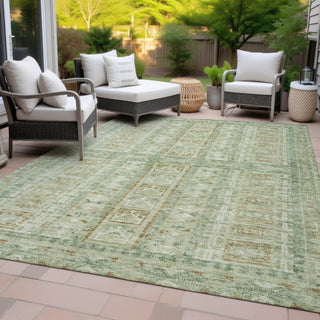Piper Looms Chantille Stripes ACN2173 Green Machine Washable Area Rug Outdoor Lifestyle Image Feature