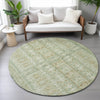 Piper Looms Chantille Stripes ACN2173 Green Machine Washable Area Rug Round Lifestyle Image Feature
