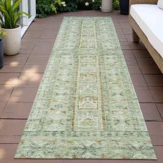 Piper Looms Chantille Stripes ACN2173 Green Machine Washable Area Rug Runner Outdoor Lifestyle Image Feature