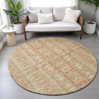 Piper Looms Chantille Stripes ACN2173 Paprika Machine Washable Area Rug Round Lifestyle Image Feature